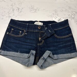 Abercrombie & Fitch Shorts Womens 2 W26 Blue Low Rise Dark Wash Denim Y2…